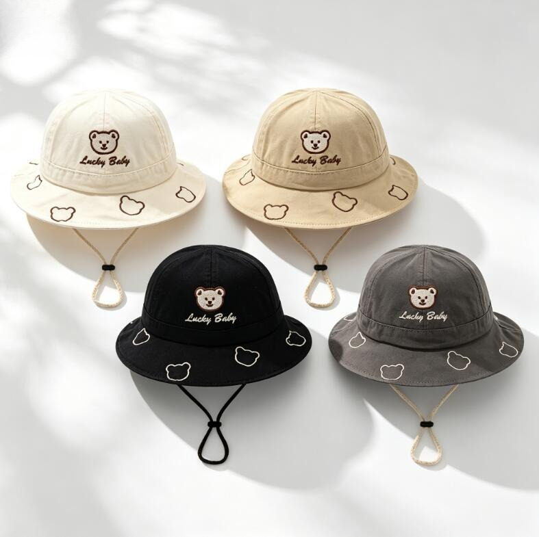 Bucket Hat Cotton - 2026 Cute Cartoon Bear Baby Bucket