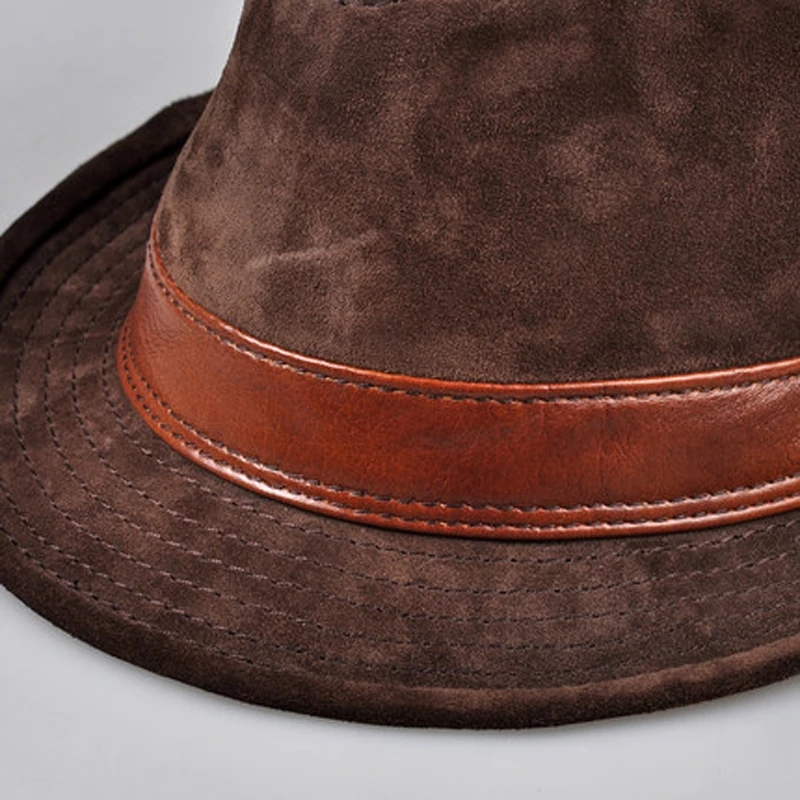 Men Genuine Leather Suede Cow  - Fedora Hat Wool review and price